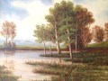 Paisaje con un Lago y arboleda en su ribera
